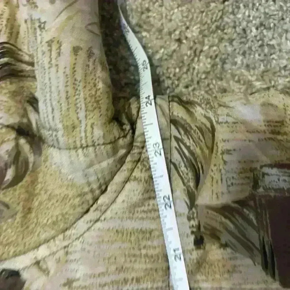 100% Silk Tan Leopard Abstract Anna & Frank Bomber Jacket Size Medium Vintage - Picture 10 of 11